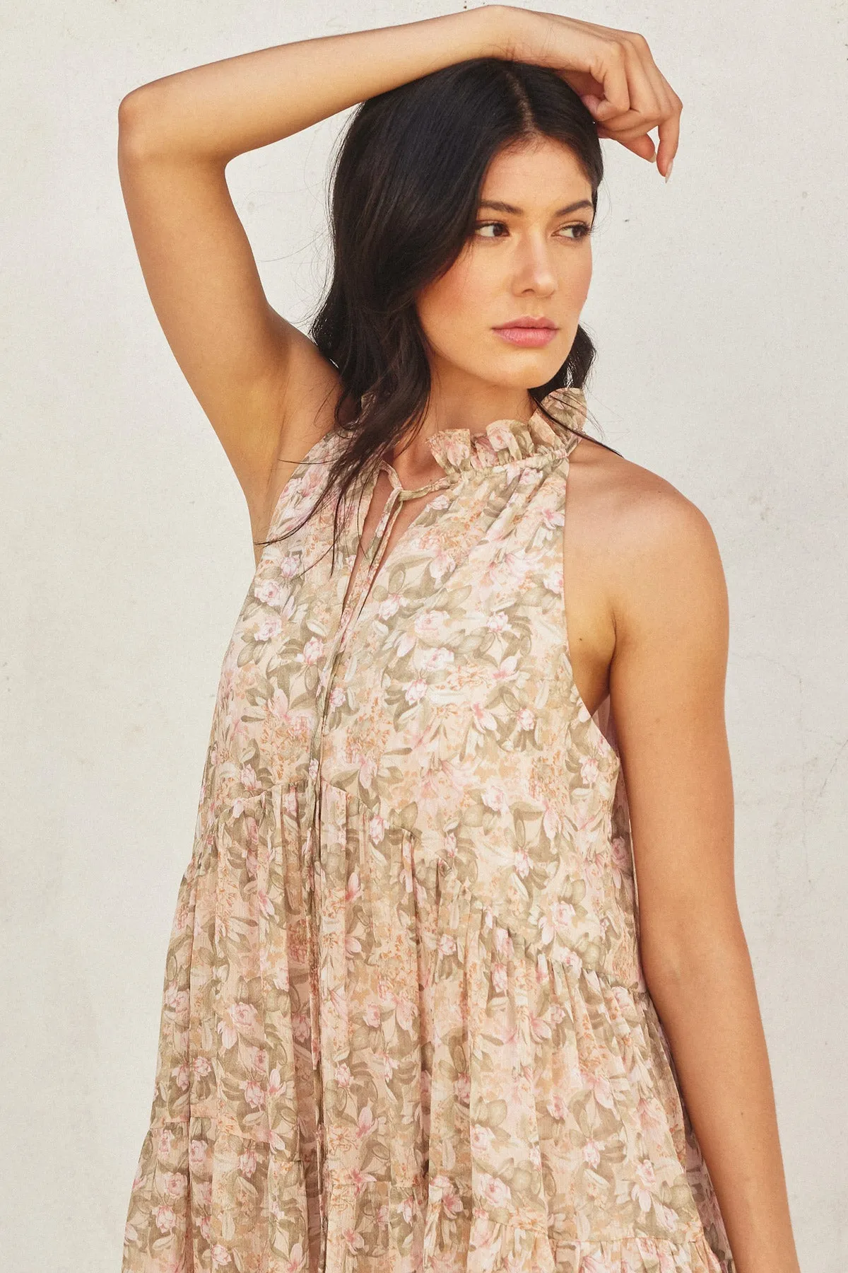 Olivia Tie Front Halter Swing Dress