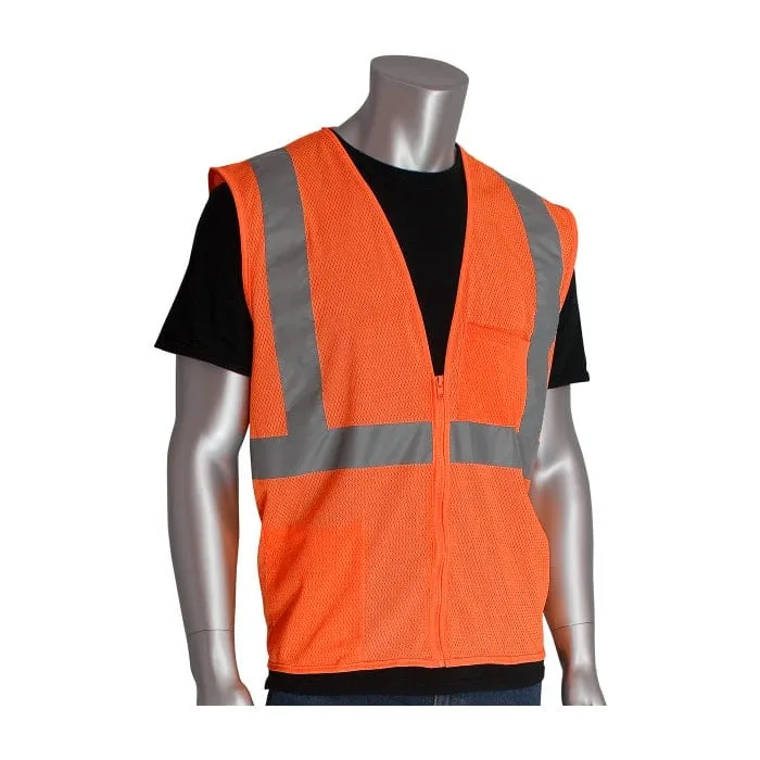Orange Zipped Reflective Safety Vest With Pocket