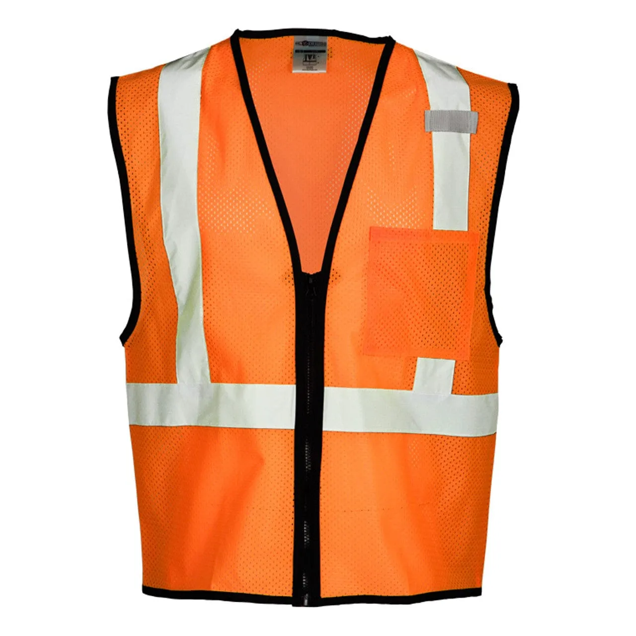 Orange Zipped Reflective Safety Vest With Pocket