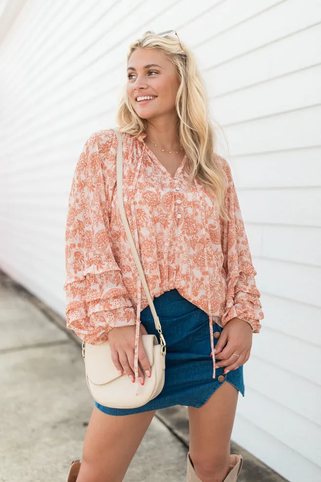 Outlook On Life Rust Multi Printed Boho Blouse FINAL SALE