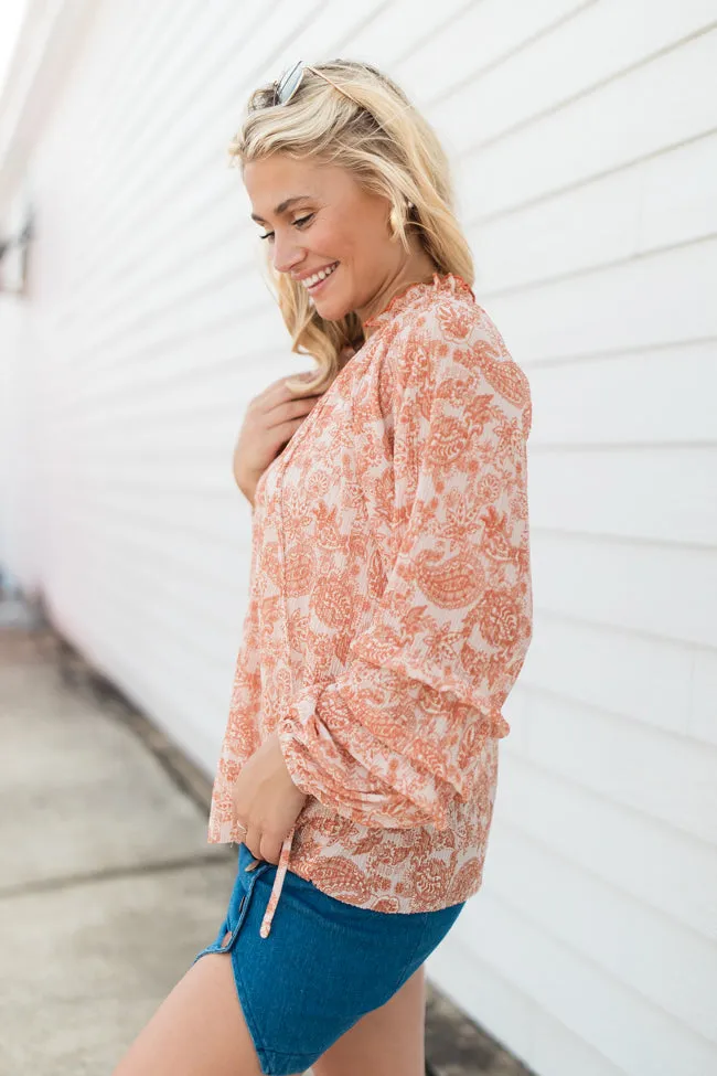 Outlook On Life Rust Multi Printed Boho Blouse FINAL SALE