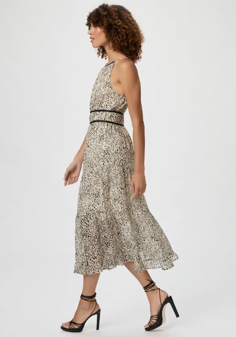 Paige - Esmerelda Silk Georgette Midi Dress - Cloud Dancer/Black