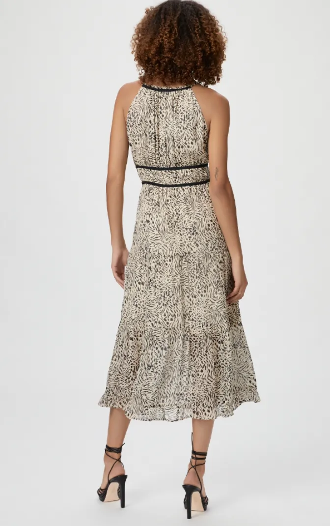 Paige - Esmerelda Silk Georgette Midi Dress - Cloud Dancer/Black