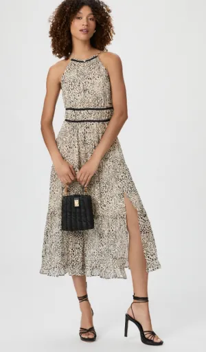 Paige - Esmerelda Silk Georgette Midi Dress - Cloud Dancer/Black