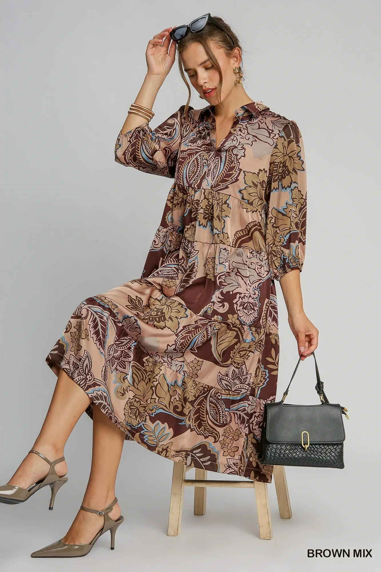 Paisley Print Midi Dress