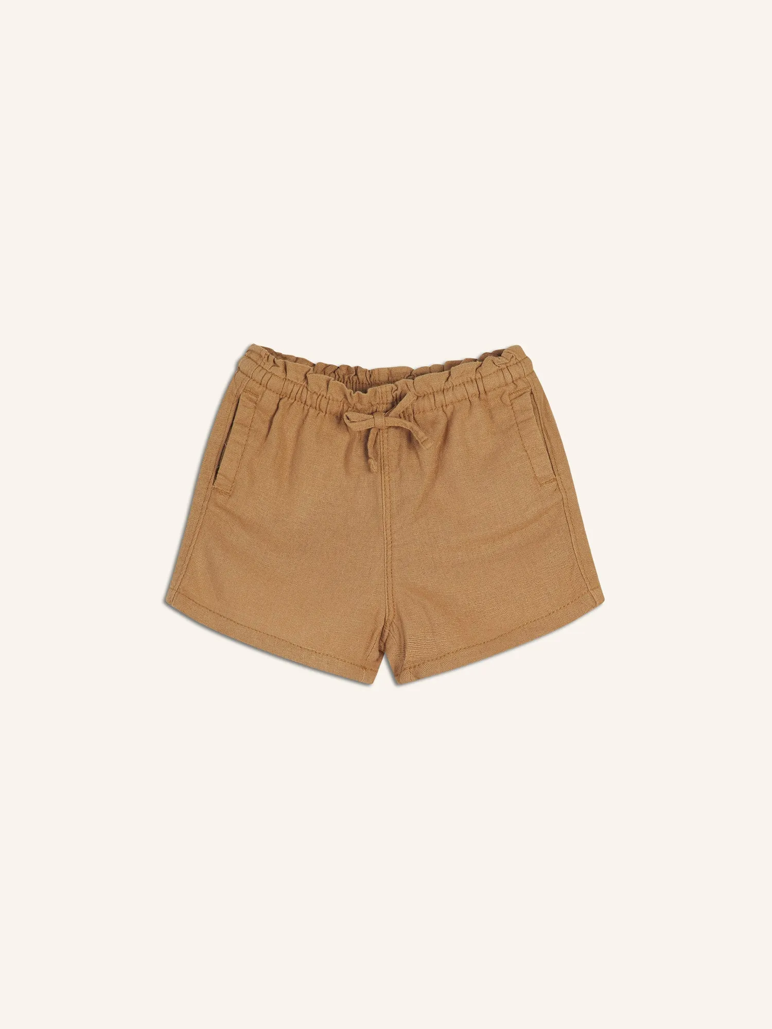 Paperbag-Waist Linen-Blend Pull-On Shorts for Toddler Girls