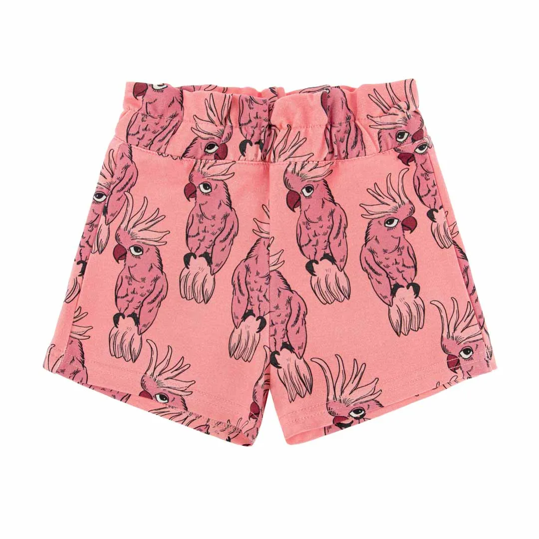 Parrot Pink Paperbag Shorts -LAST ONE 3-4 years