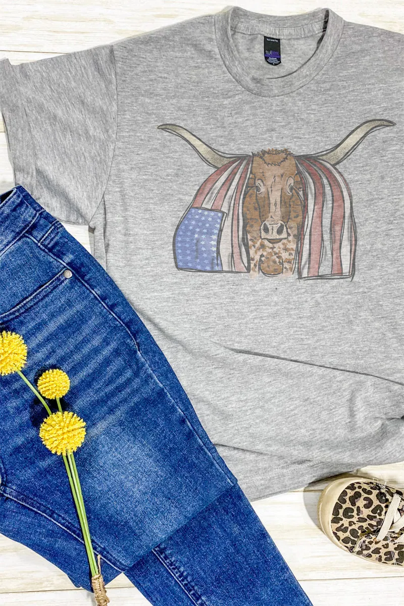 Patriotic Longhorn Unisex Poly-Rich Blend Tee