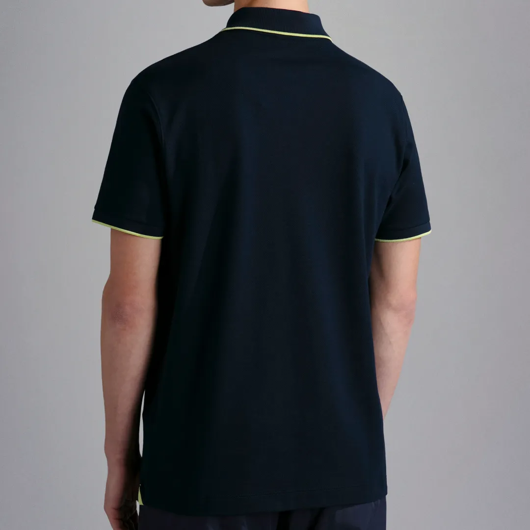 Paul & Shark Cotton Polo Shirt with Reflex Print - Navy