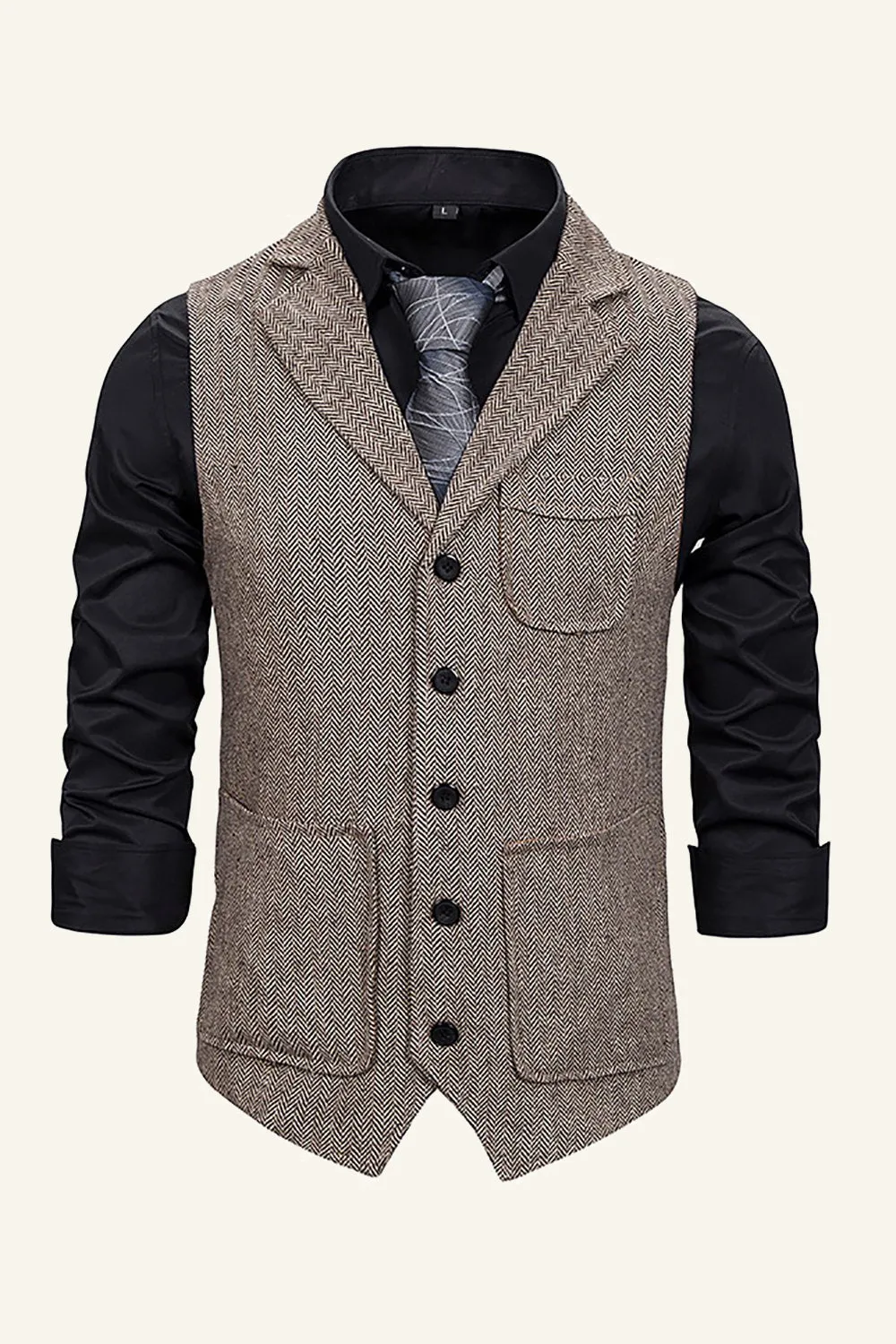Peak Lapel Single Breasted Men's Suit Vest