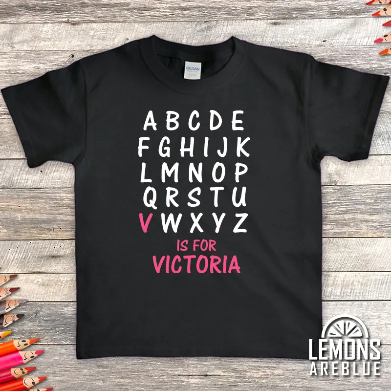 Personalized A to Z Kids Name Premium Youth Tees