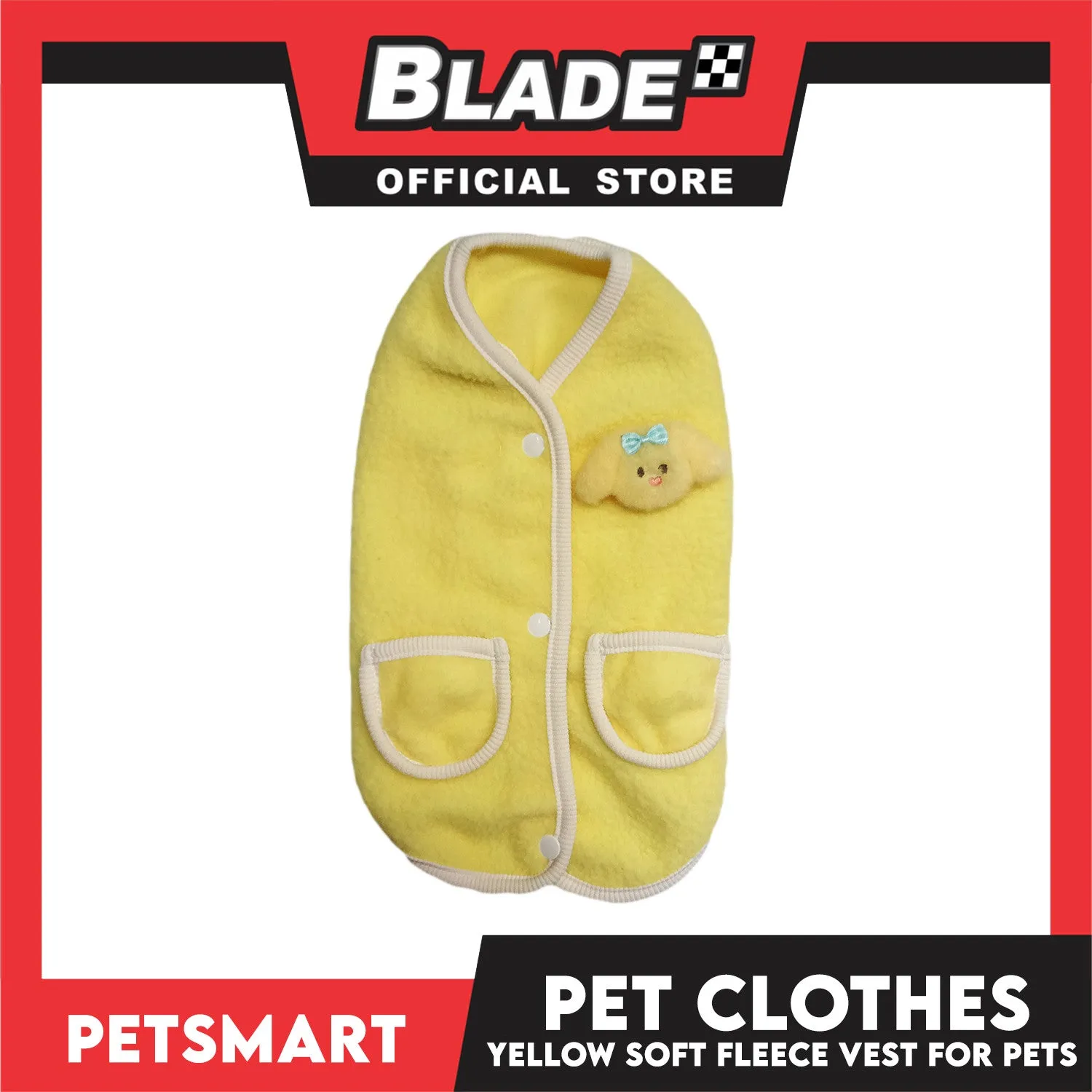 Pet Clothes Bunny Soft Fleece Vest Sando Shirt Yellow (Medium) for Cats and Dogs