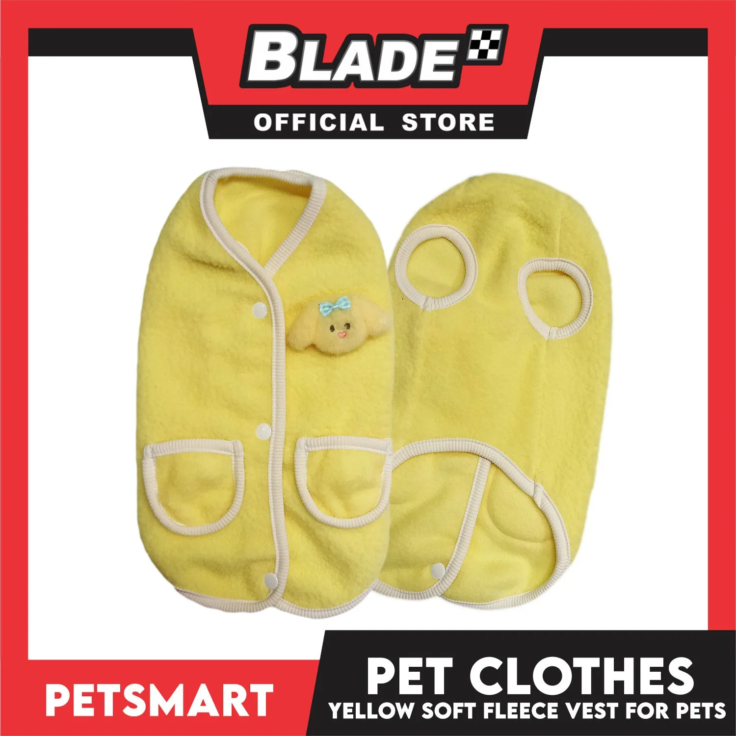 Pet Clothes Bunny Soft Fleece Vest Sando Shirt Yellow (Medium) for Cats and Dogs