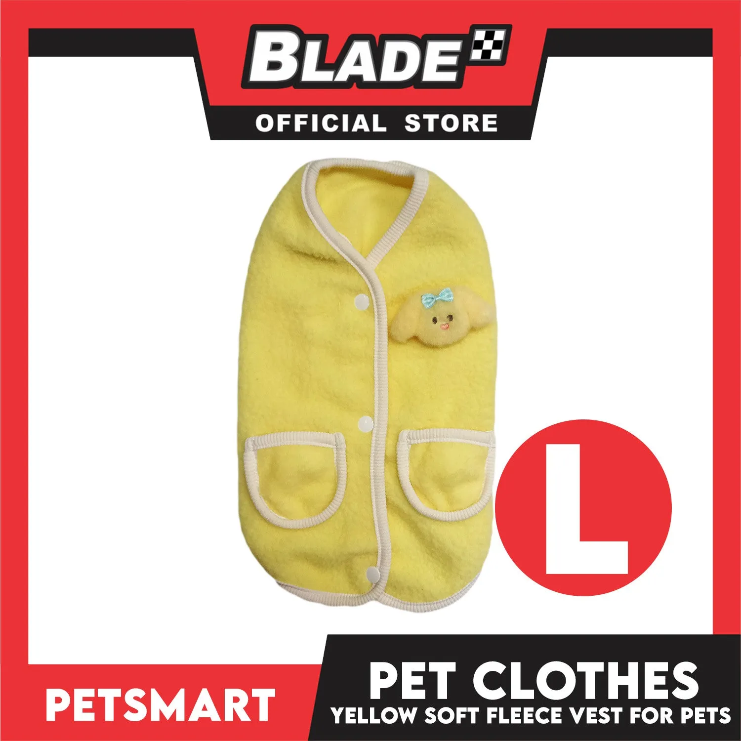 Pet Clothes Bunny Soft Fleece Vest Sando Shirt Yellow (Medium) for Cats and Dogs