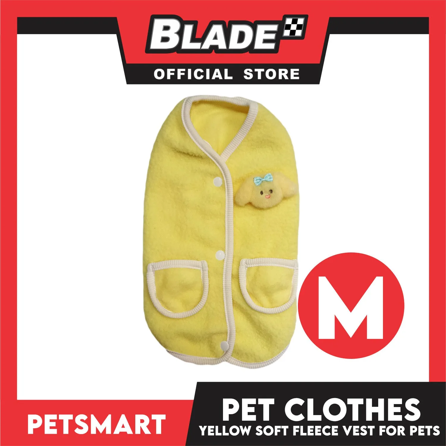 Pet Clothes Bunny Soft Fleece Vest Sando Shirt Yellow (Medium) for Cats and Dogs