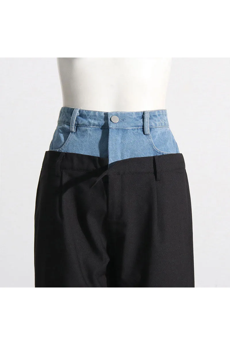 PG0551 Denim Mixed Long Pants