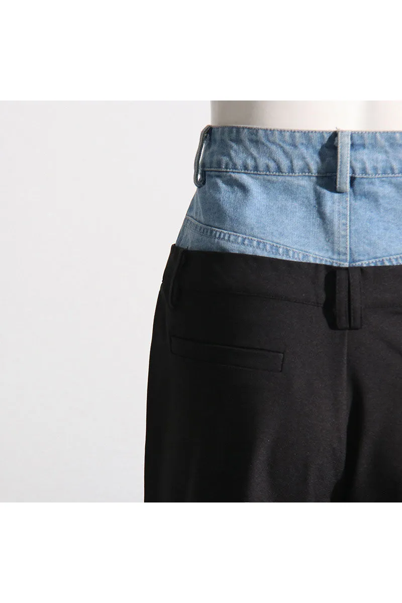 PG0551 Denim Mixed Long Pants