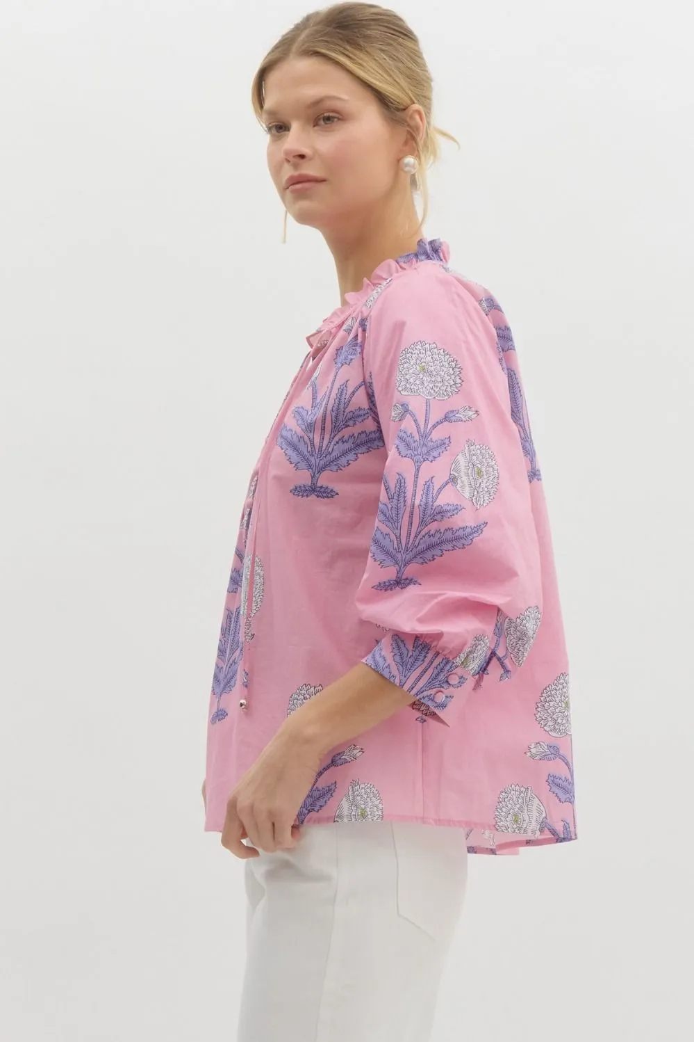 Pink & Purple Floral Print Blouse