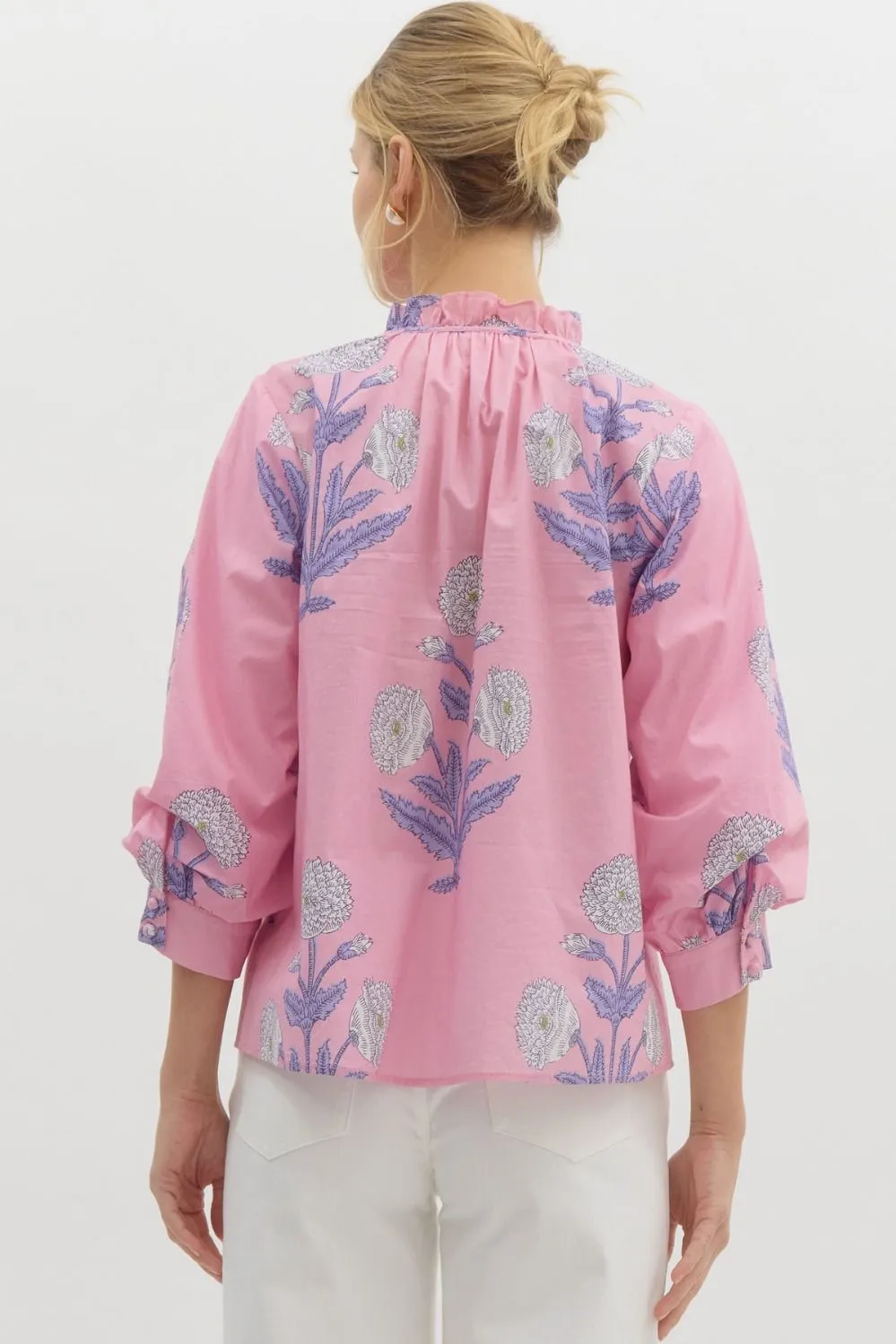 Pink & Purple Floral Print Blouse