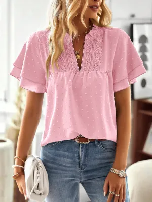 Pink Top With Ruffle Sleeve