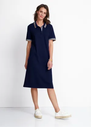 Pique knit polo neck dress