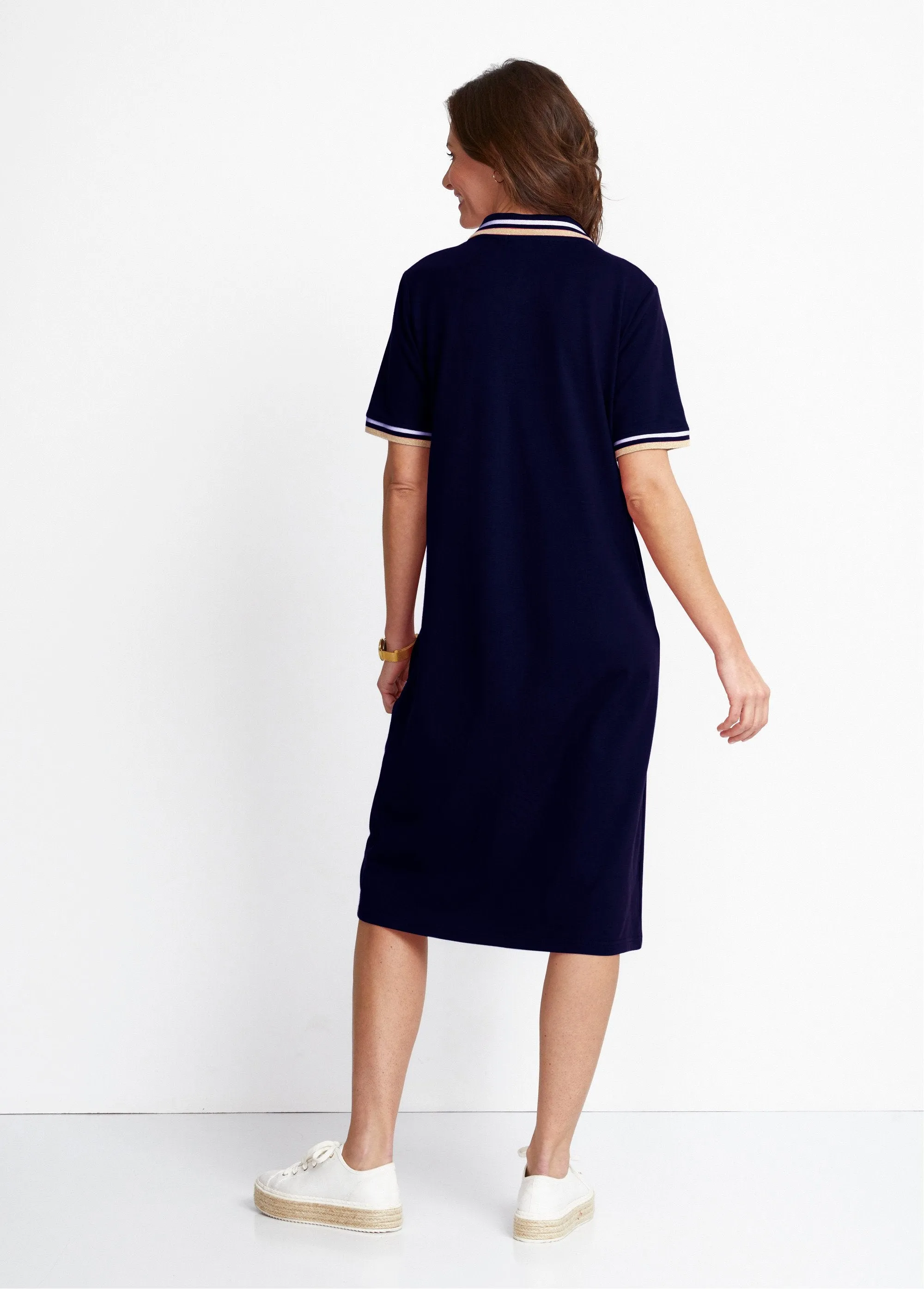 Pique knit polo neck dress