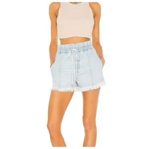 Pistola Cooper Paperbag Shorts Womens Light Wash Blue RawHem Denim Sz XS Revolve