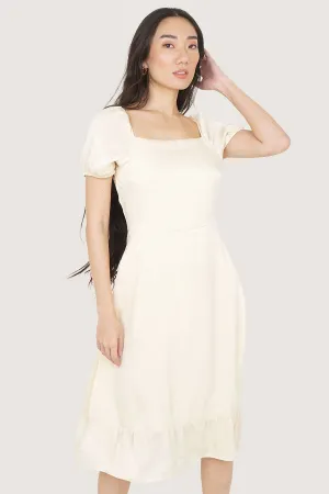 Polka Dot Puff Sleeve Square Neck Dress