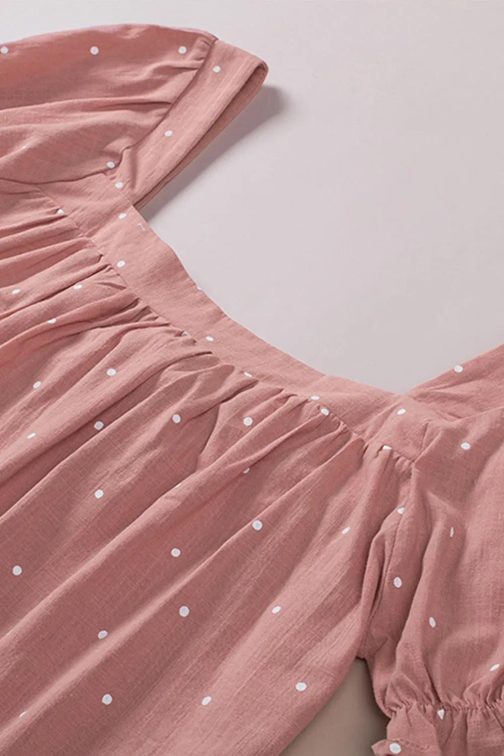 Polkadot Square Hals Flounce Mouw Top