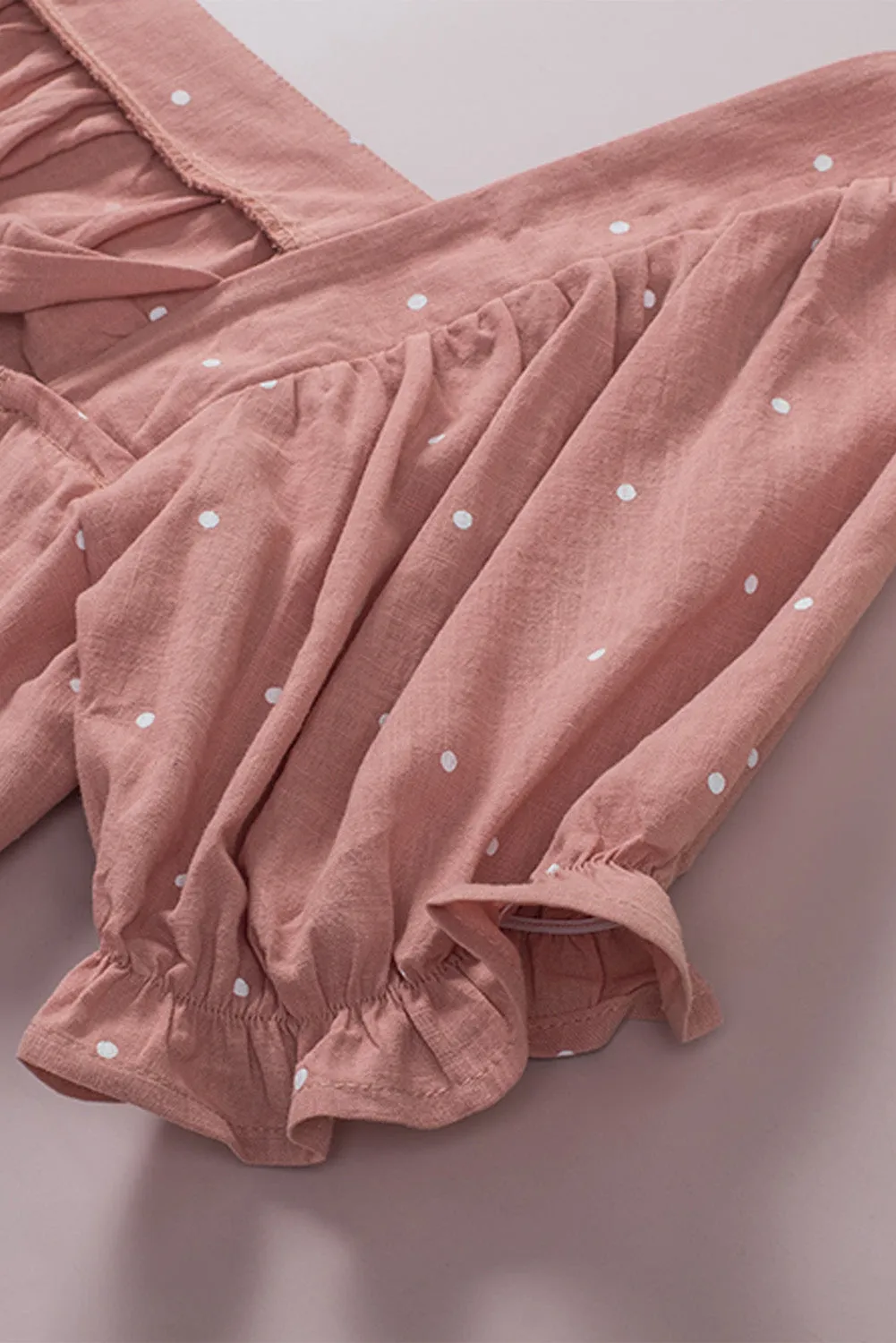 Polkadot Square Hals Flounce Mouw Top
