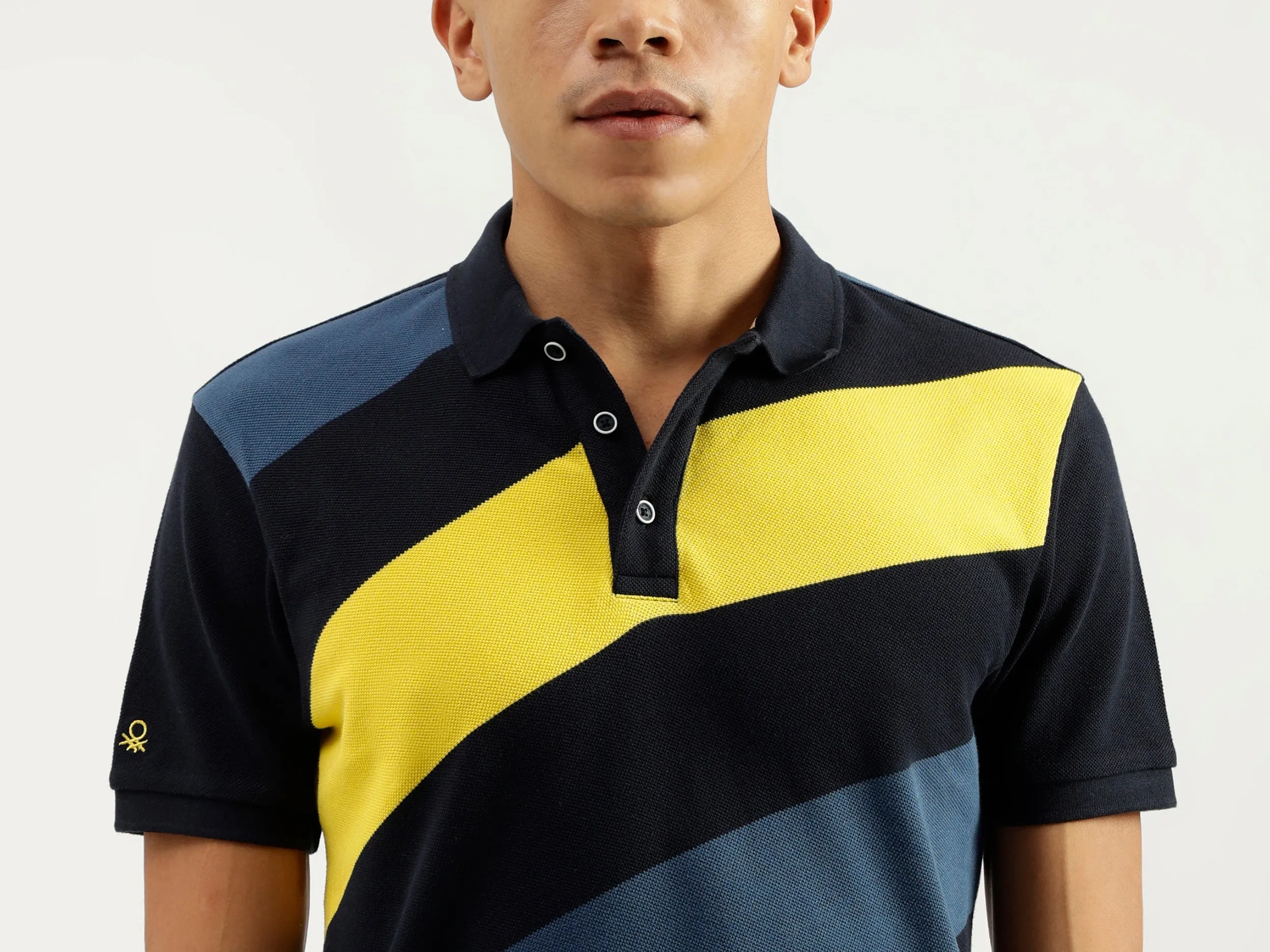 Polo Neck Striped Pattern T-Shirt