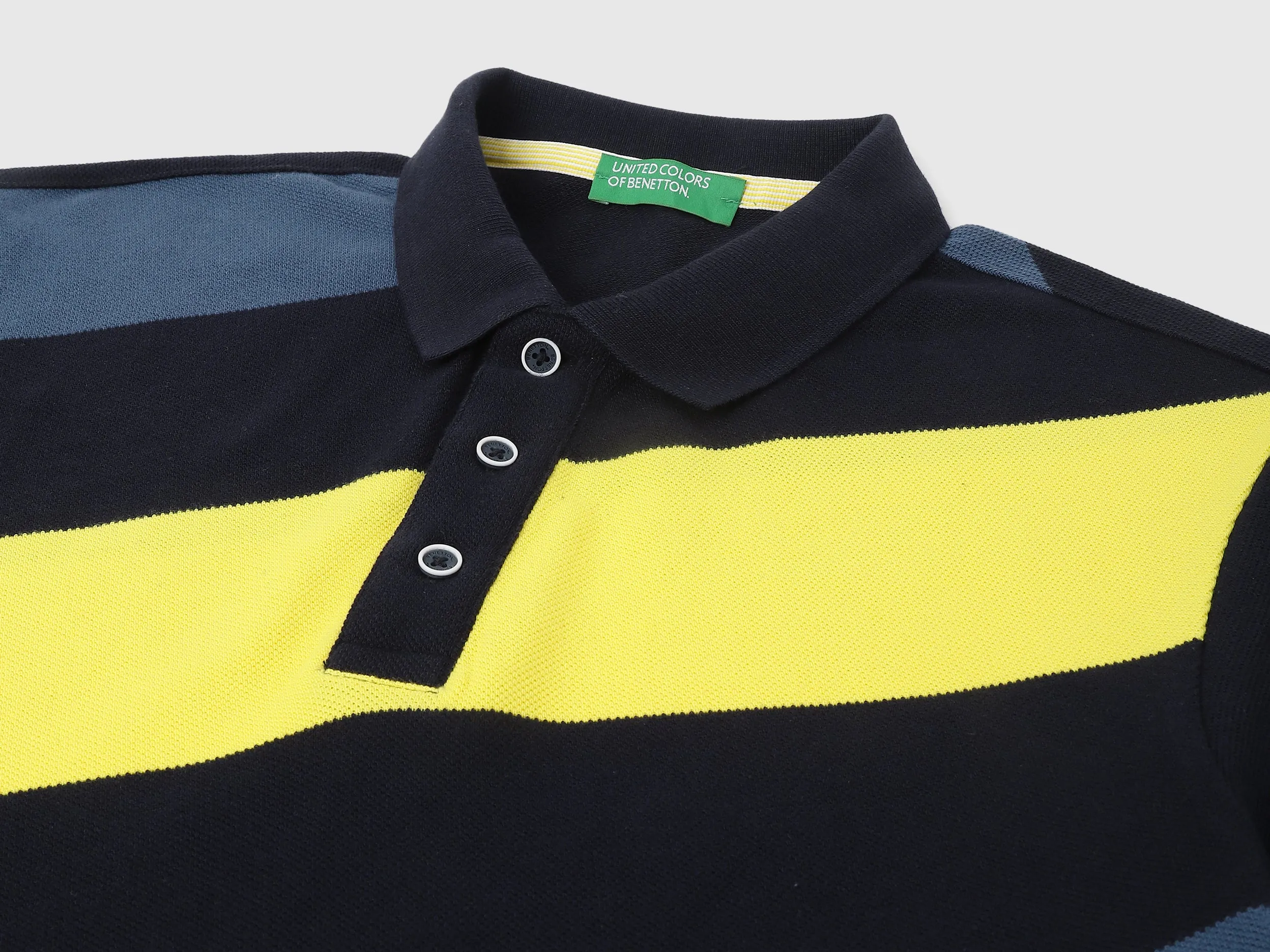 Polo Neck Striped Pattern T-Shirt
