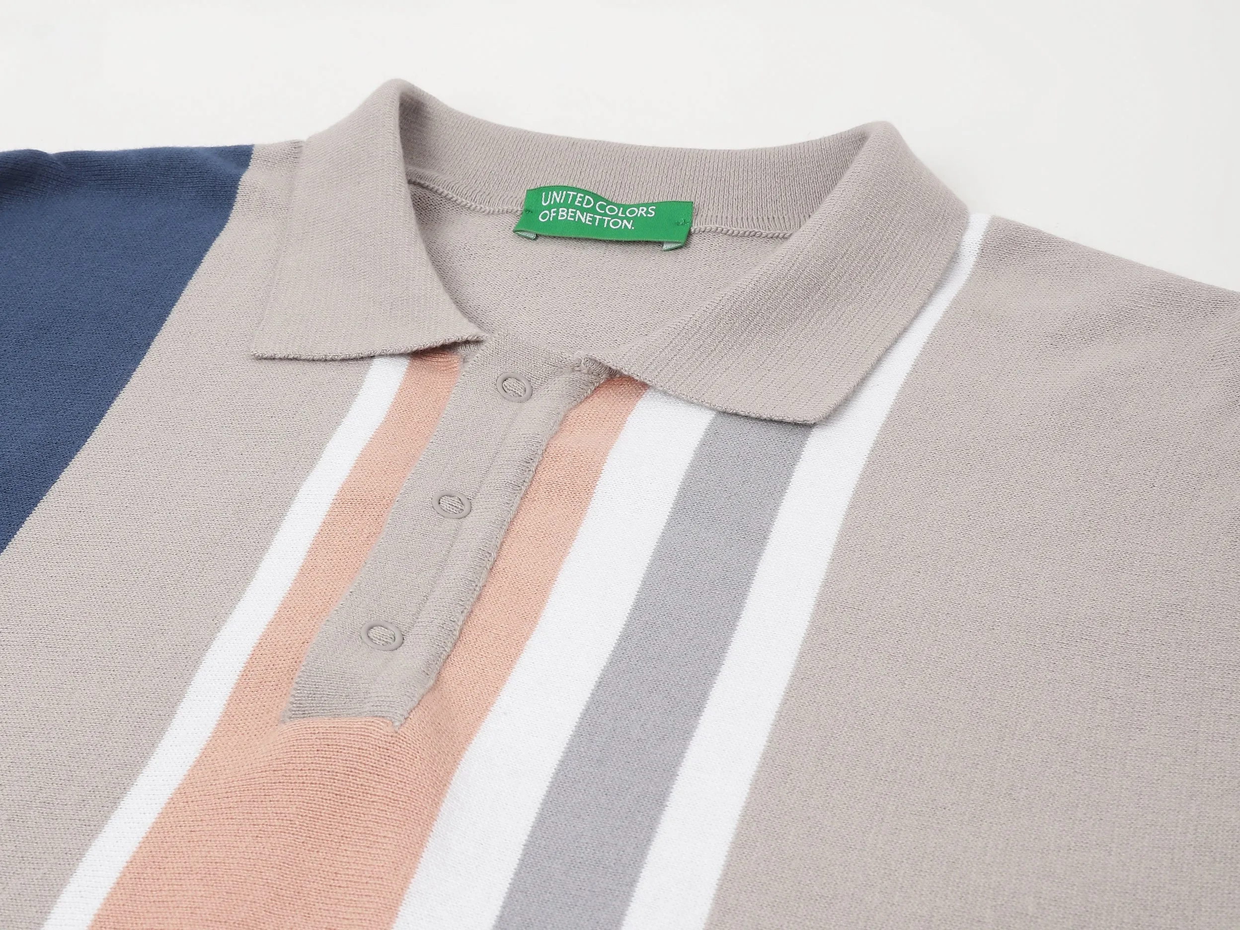 Polo Neck Striped Pattern T-Shirt