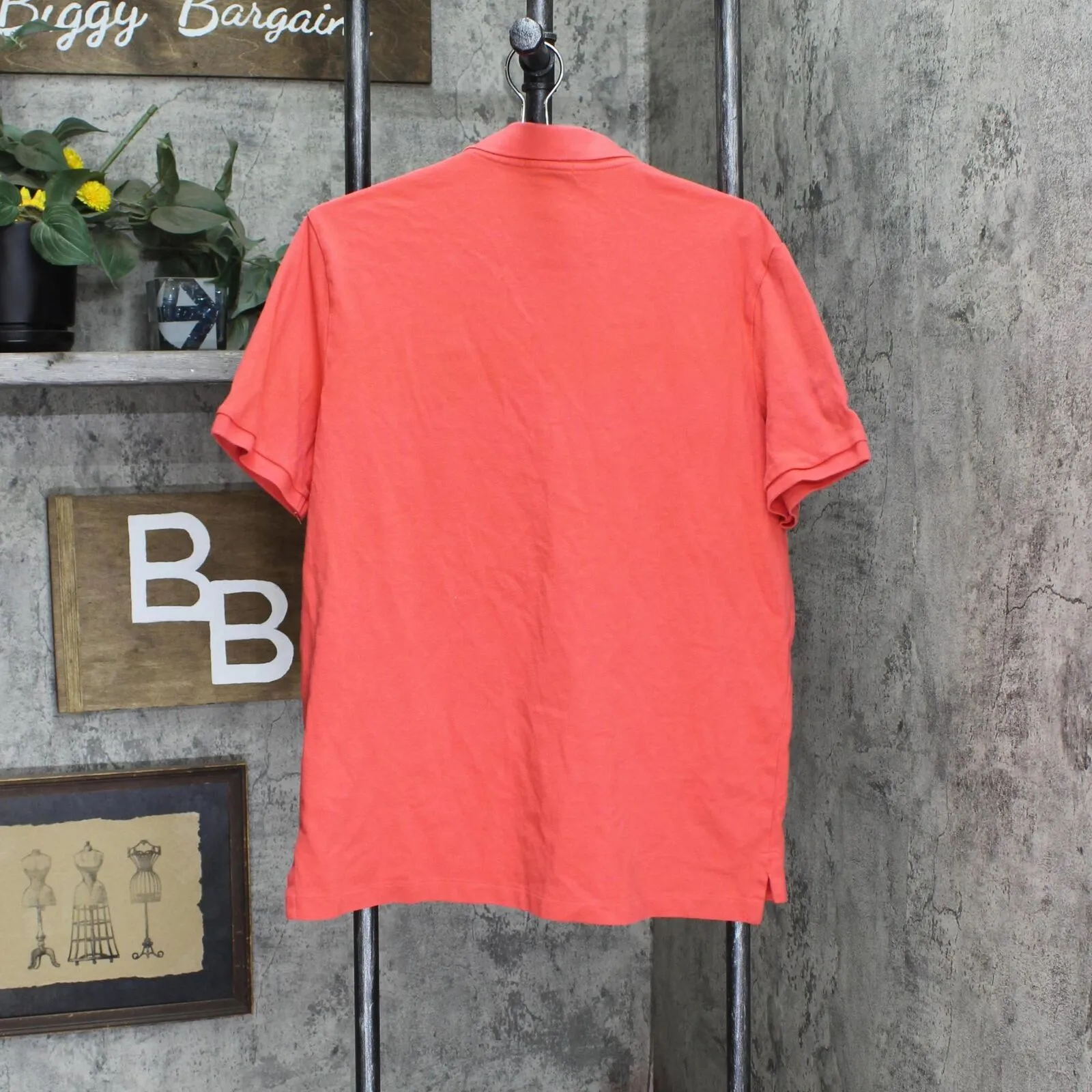 Polo Ralph Lauren Mens Cotton Pique Large Horse Number 3 Polo Shirt Red Orange L