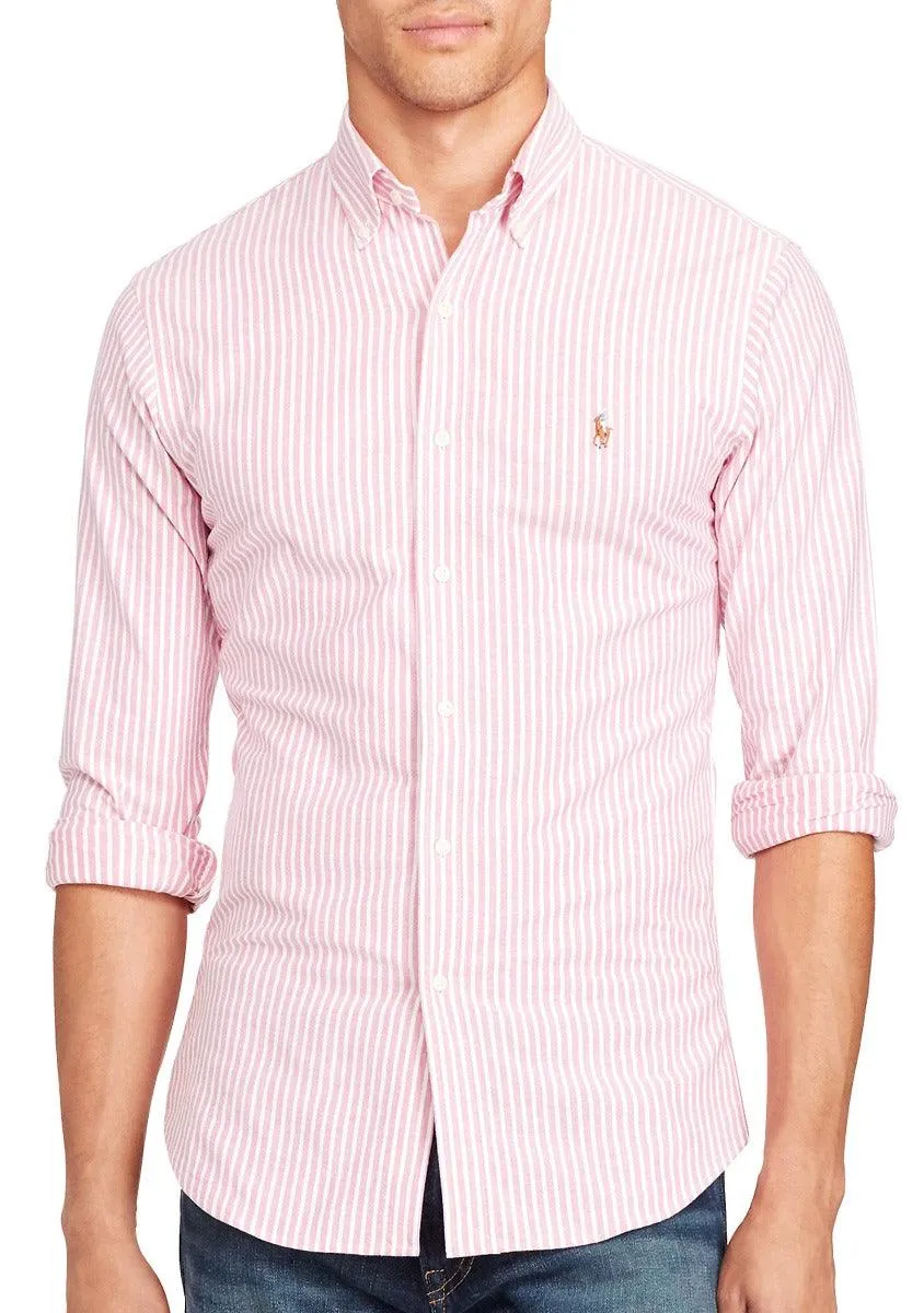 Polo Ralph Lauren Striped Standard-Fit Shirt Pink Strip For Men
