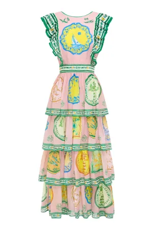 Porcelain Frill Midi Dress