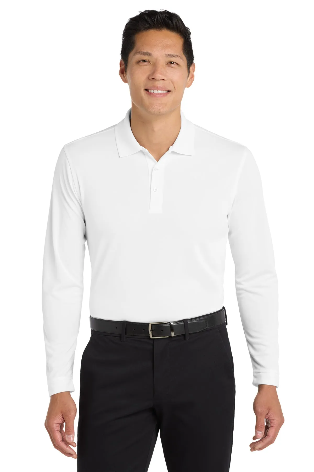 Port Authority  Dry Zone  UV Micro-Mesh Long Sleeve Polo K110LS White