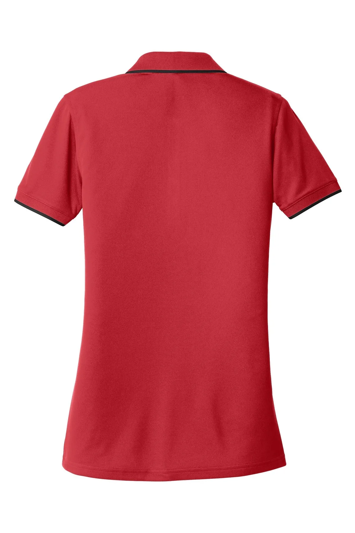 Port Authority Women's Dry Zone UV Micro-Mesh Tipped Polo. LK111 Rich Red/ Deep Black