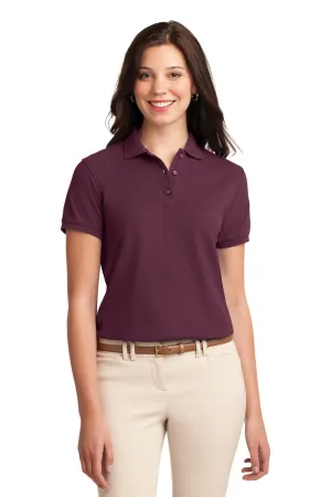 Port Authority Women's Silk Touch Polo.  L500 Maroon