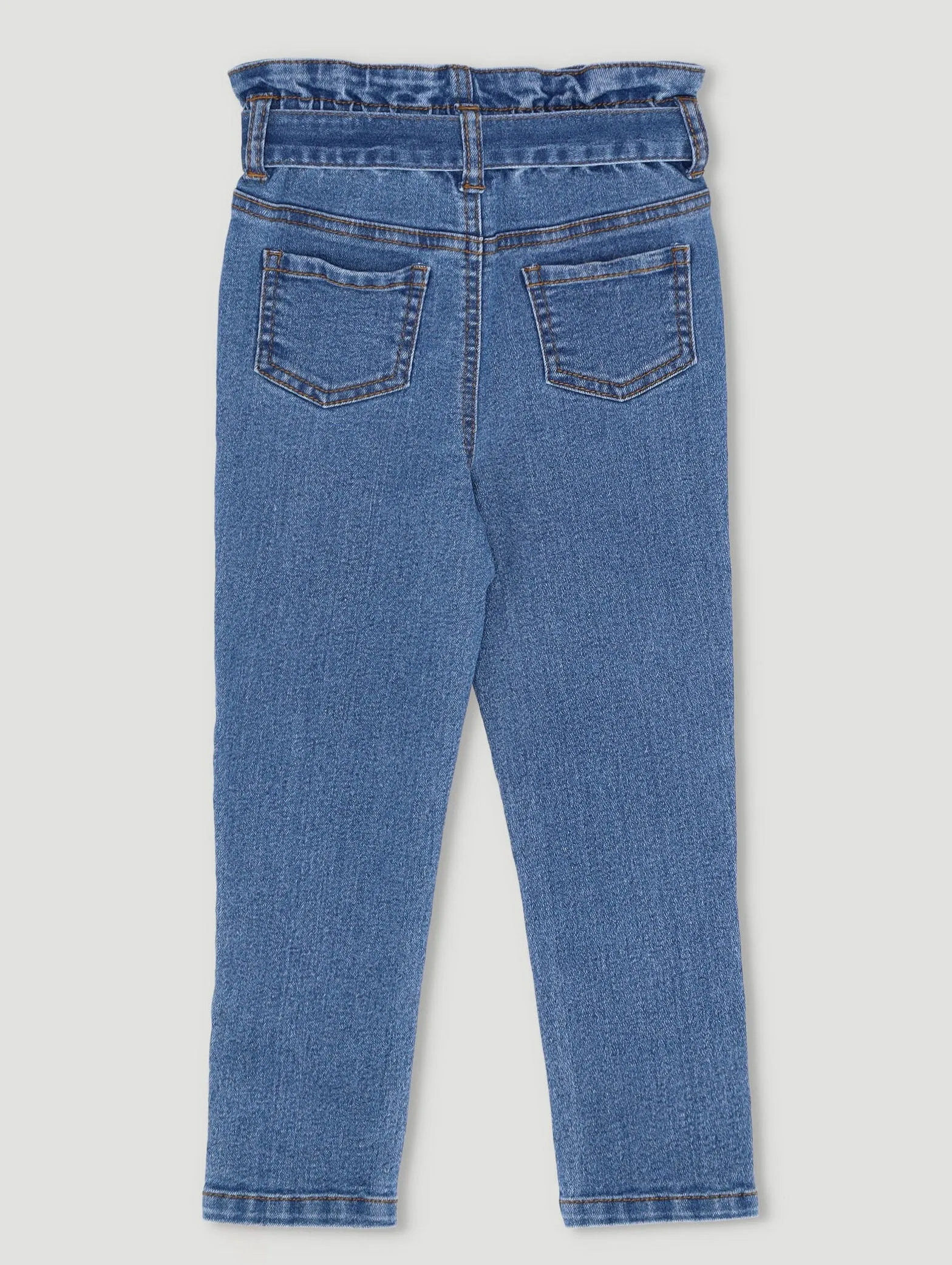 Pre-Girls Fashion Paperbag Denim Heart Shorts - Dark Blue