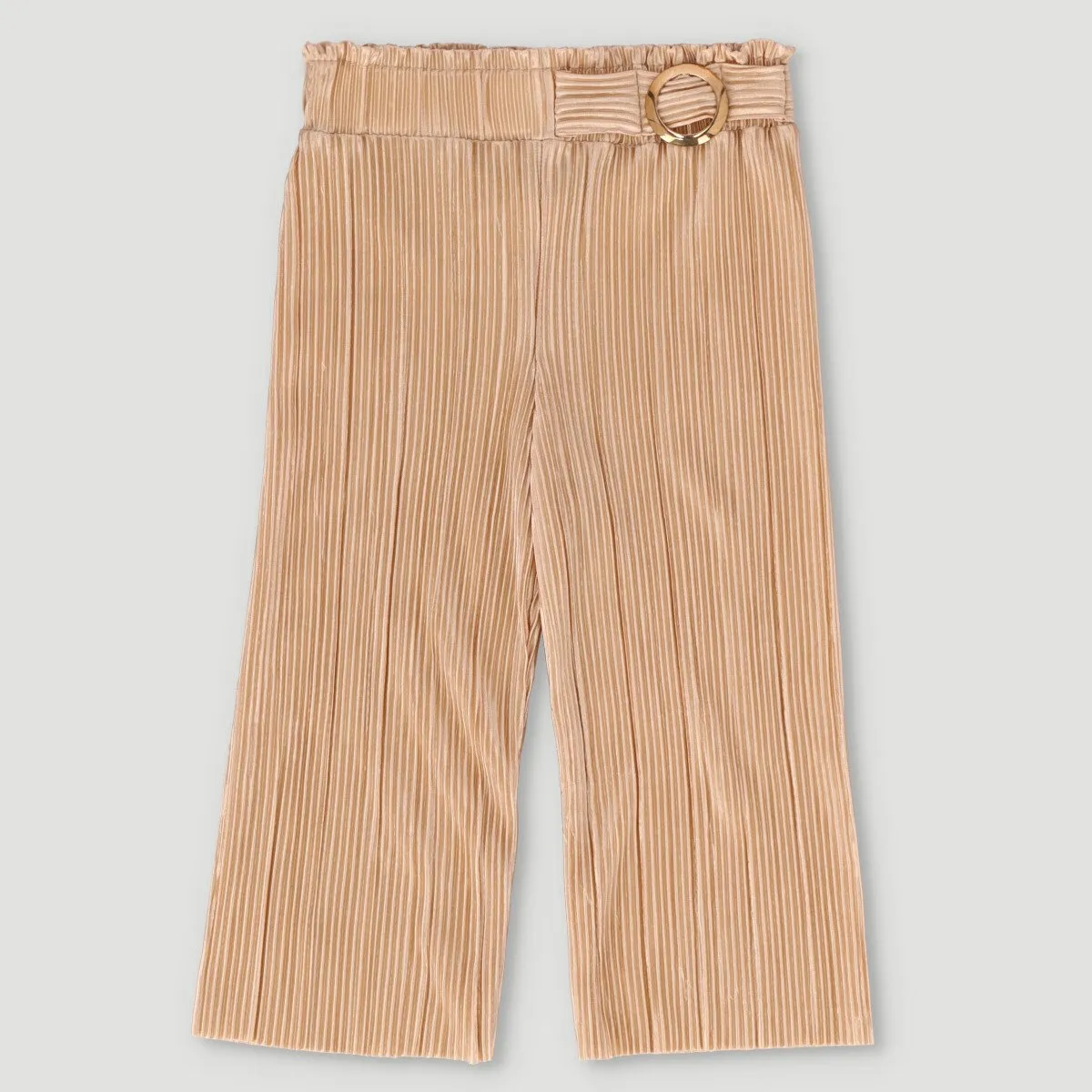 Pre-Girls Pleated Paperbag Culotte Short - Champagne