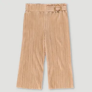 Pre-Girls Pleated Paperbag Culotte Short - Champagne