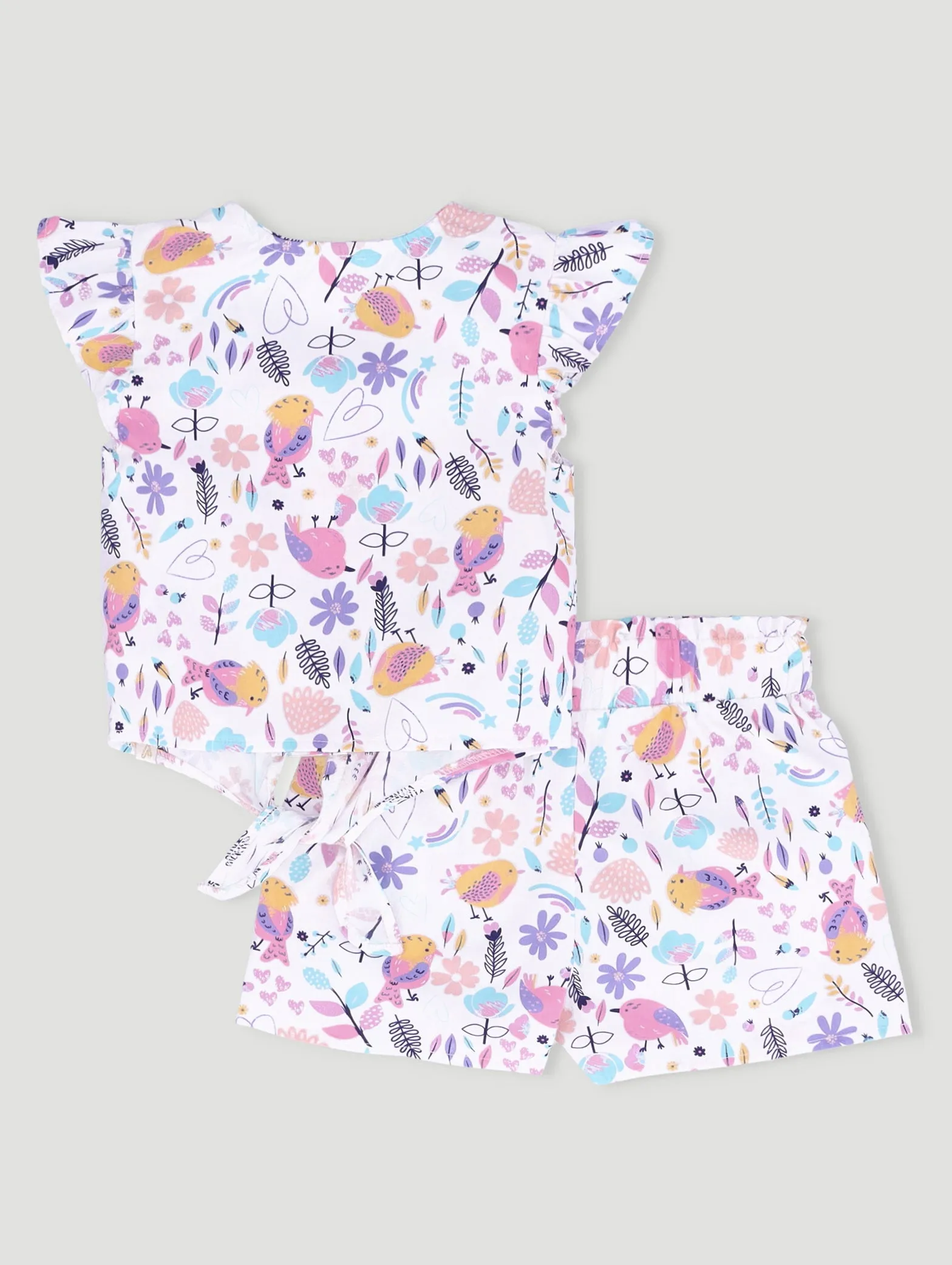 Pre-Girls Tie Front   Paperbag Bird Set - Pink