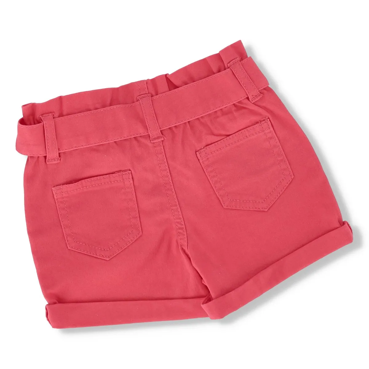 Pre-Girls Twill Paperbag Waist Short - Pink