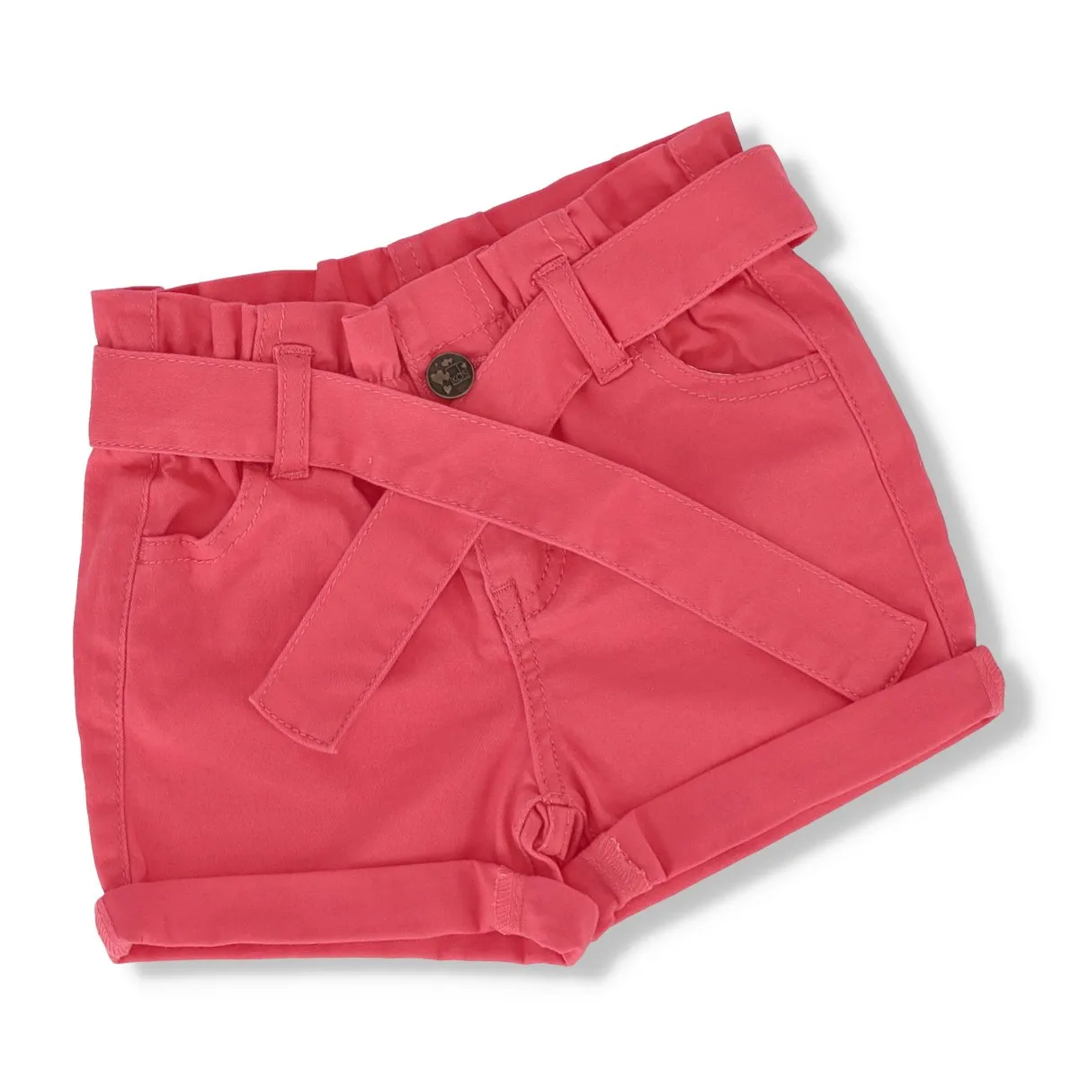 Pre-Girls Twill Paperbag Waist Short - Pink