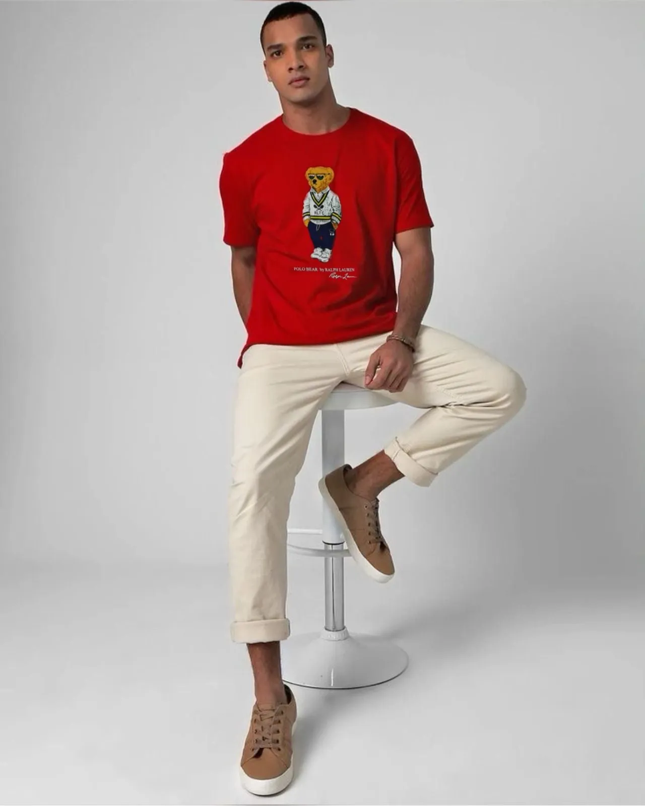 Premium Round Neck Bear Printed Tees