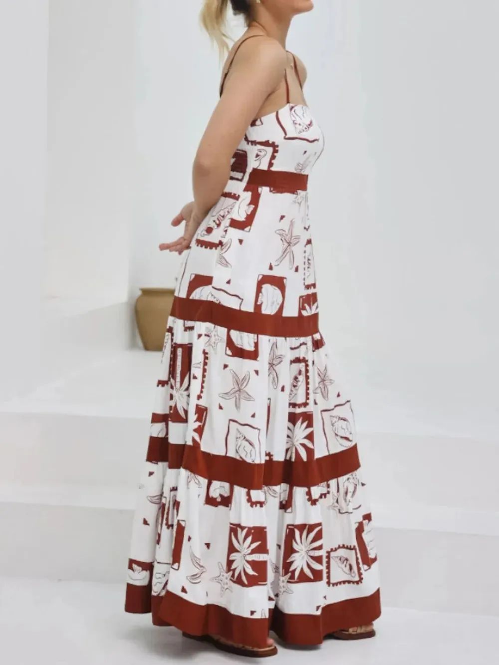 Printed Square Neck Maxi Cami Dress