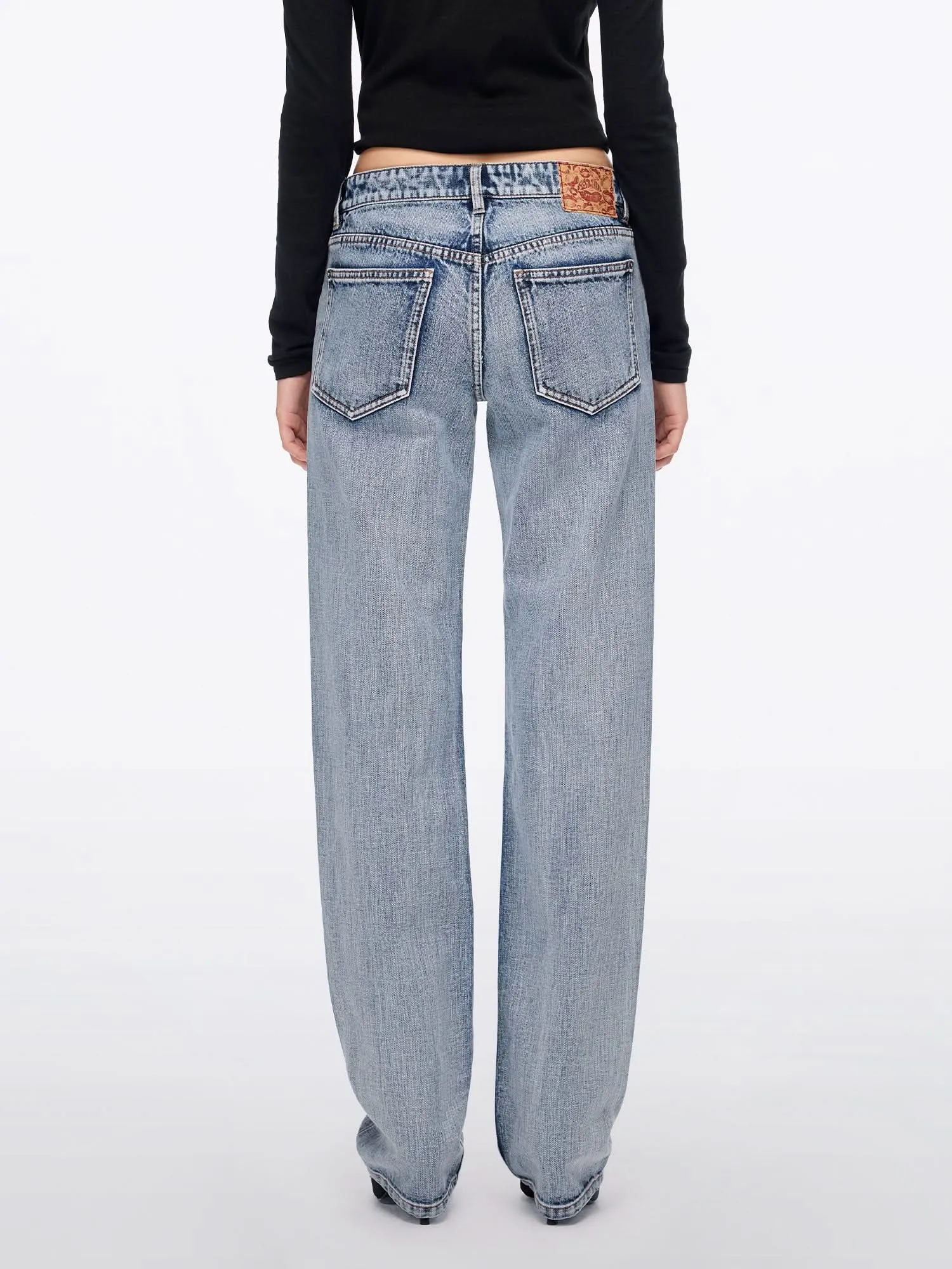 Printed Straight-Leg Denim Jeans