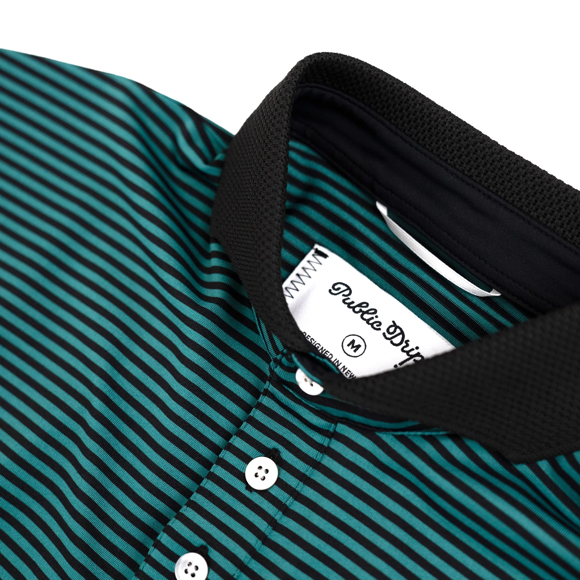 Public Athlete Striped Polo (Green/Black)