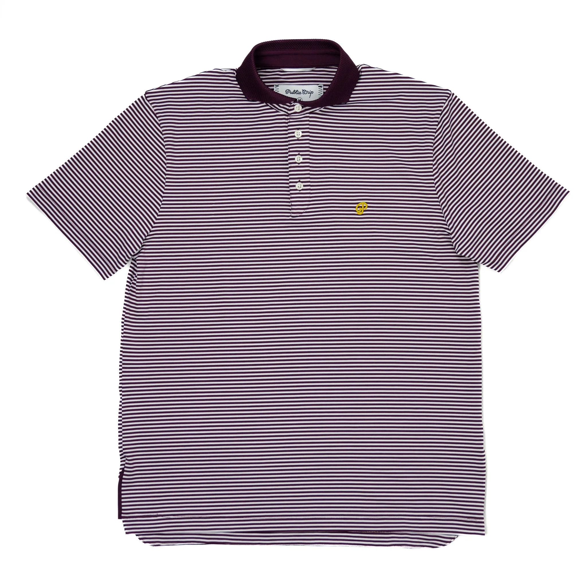 Public Athlete Striped Polo (Maroon/White)